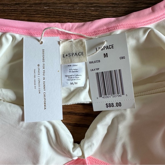 L*Space Ribbed Cream & Pink Bikini Set, NWT - Picture 14 of 16